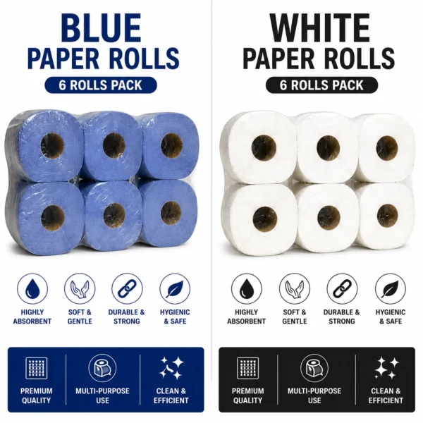 Centrefeed Blue White 2-Ply Embossed Paper Towel Rolls – Kitchen & Hand Wipes
