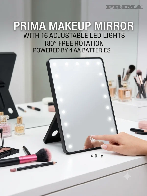 PRIMA LED Makeup Mirror – Adjustable Lighted Vanity Mirror with 180° Rotation