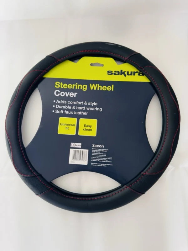 Sakura Universal Steering Wheel Cover – Soft Faux Leather Grip