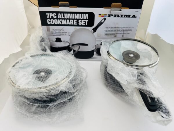 7-Piece Aluminium Non-Stick Cookware Set with Glass Lid – Saucepan, Frying Pan & Pots
