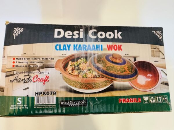 Desi Cook Clay Karahi Baby Wok HPK208 – Traditional HandiCraft Clay Cooking Pot