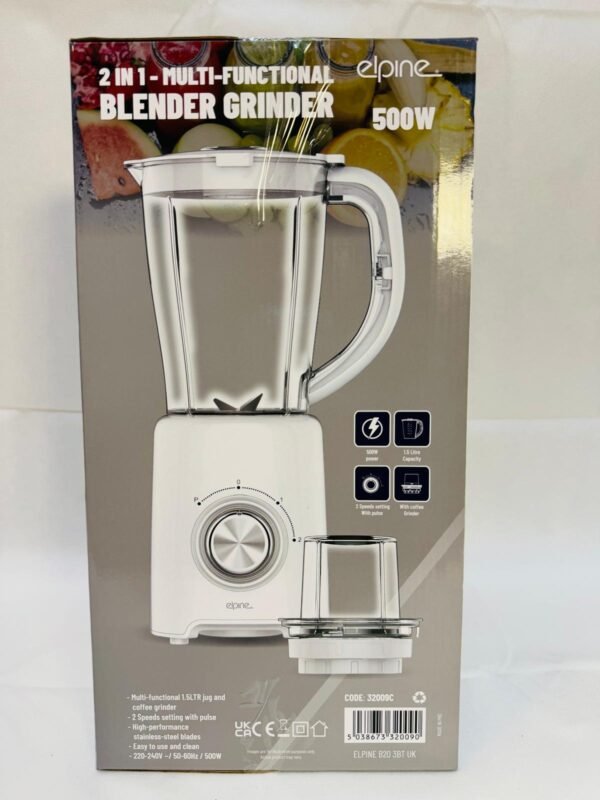 Elpine 2-in-1 Blender & Grinder – 500W 1.5L Multi-Functional Food Blender