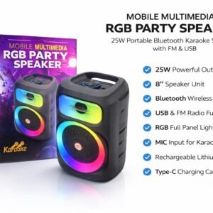 25W RGB party speaker with 8-inch Bluetooth karaoke speaker