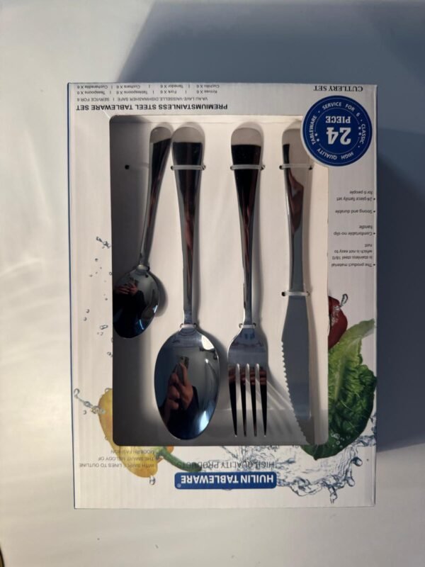 HUILIN 24 Piece Stainless Steel Cutlery Set for 6 People